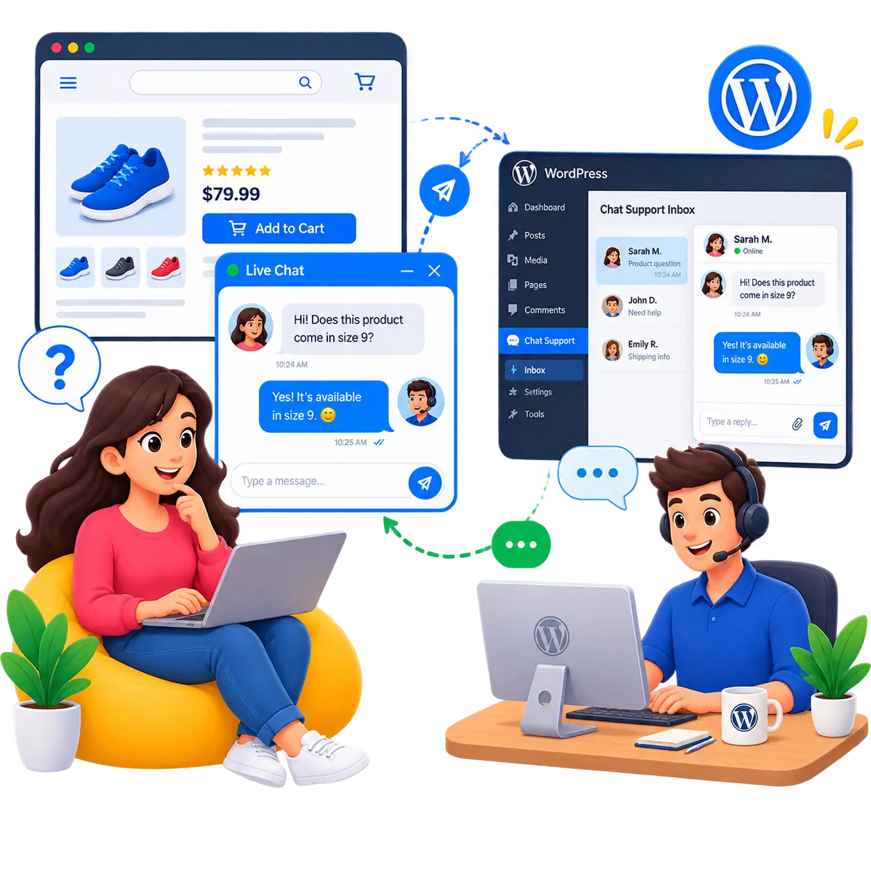 Customer using live chat to ask a pre-purchase question